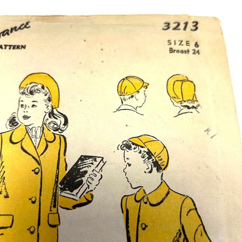 Advance Vintage 1940's #3213 Boys and Girls Coat‎ and Hats Size 6 HTF